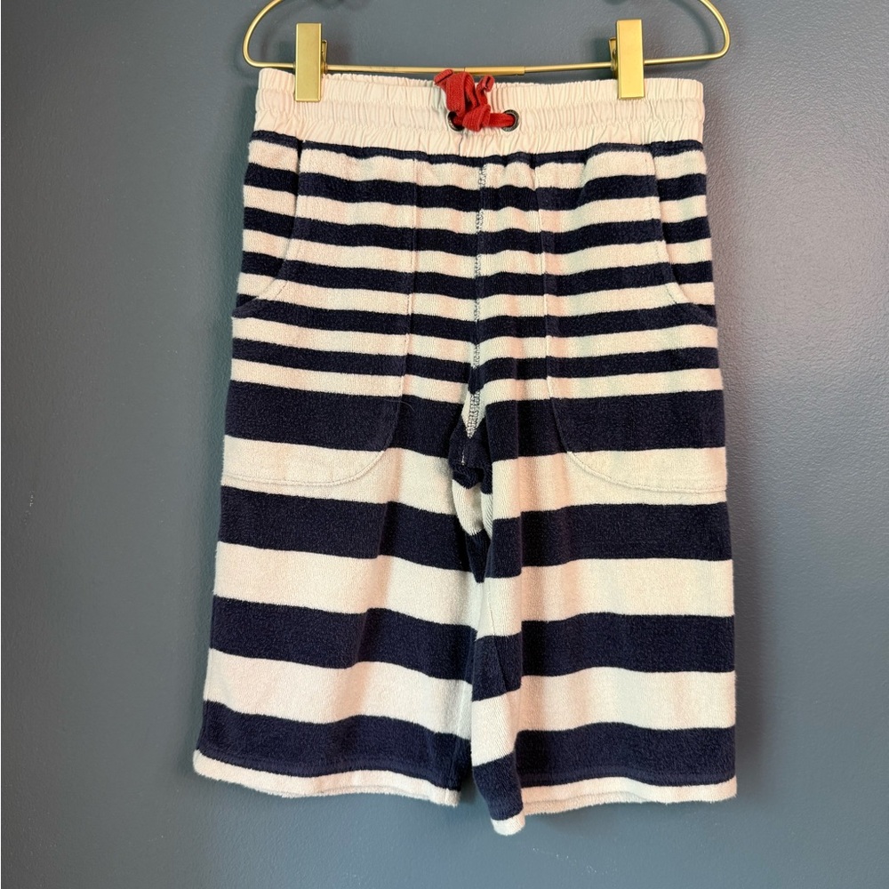 Mini Boden Striped Navy and‎ White Shorts with Red Accent